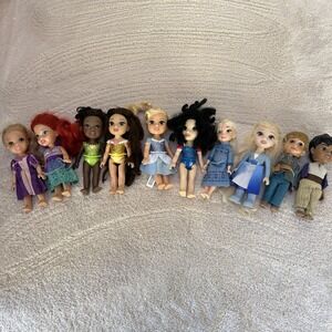Disney Animators‎ Collection Mini Doll Lot Of 10 Elsa, Ariel, Belle, Tiana